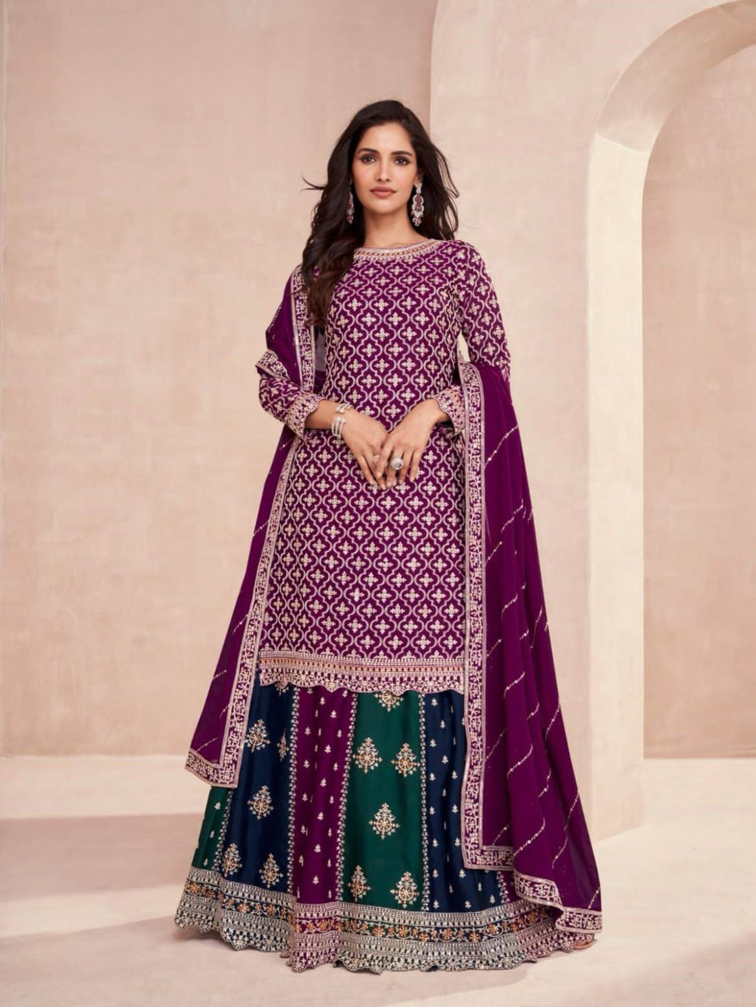 Varni Long Top Lehenga