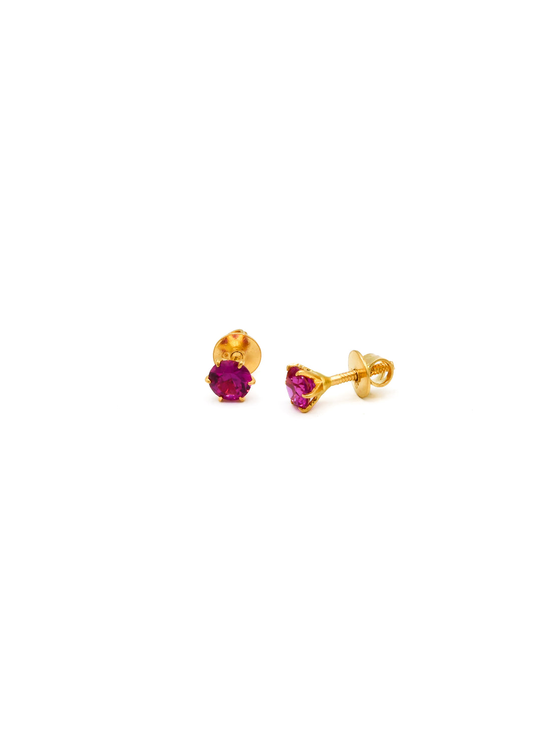 22ct Gold Pink CZ Stud Earrings - Roop Darshan