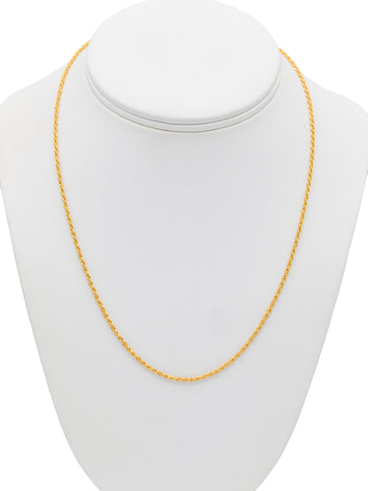 22ct Gold Hollow Rope Chain - 55 cm