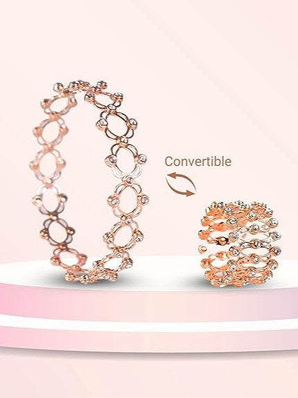 Silver CZ Convertible Ring cum Bracelet