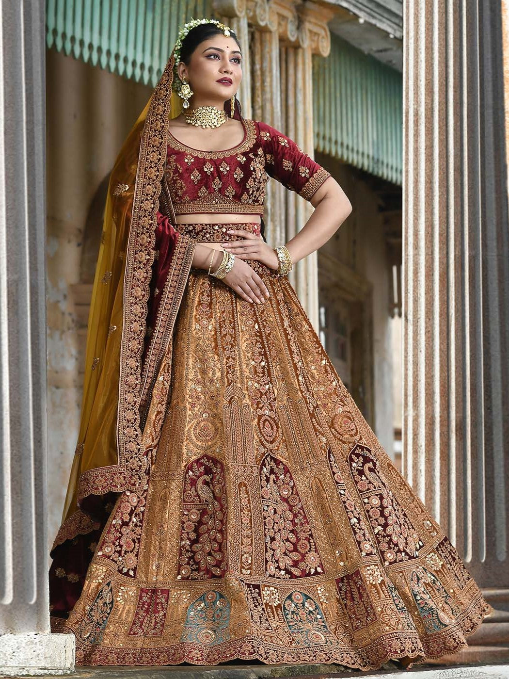 Make Your Bridal Outfit Extraordinary with These Heavy Embroidered Dupattas  - SetMyWed | Dress indian style, Designer party wear dresses, Indian bridal  dress