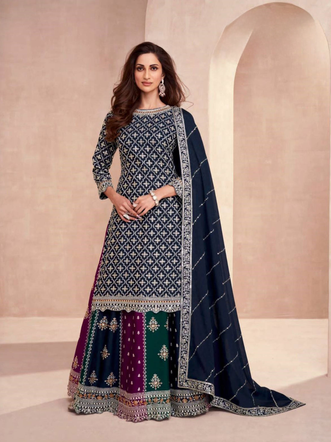 Varni Long Top Lehenga