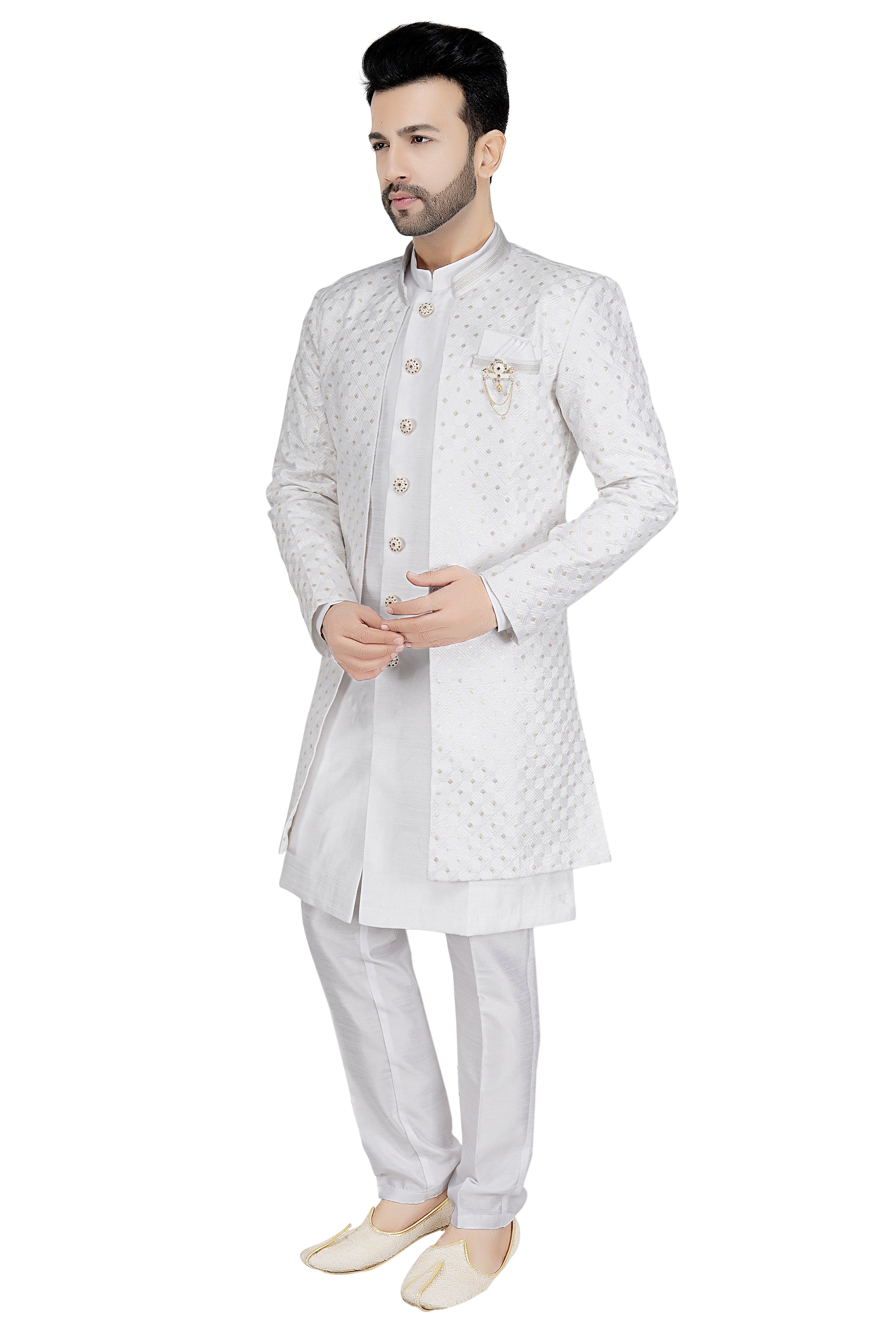 Mens Kurta Set With Jacket - Roop Darshan