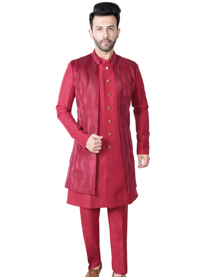 Mens Kurta Set With Jacket - Roop Darshan