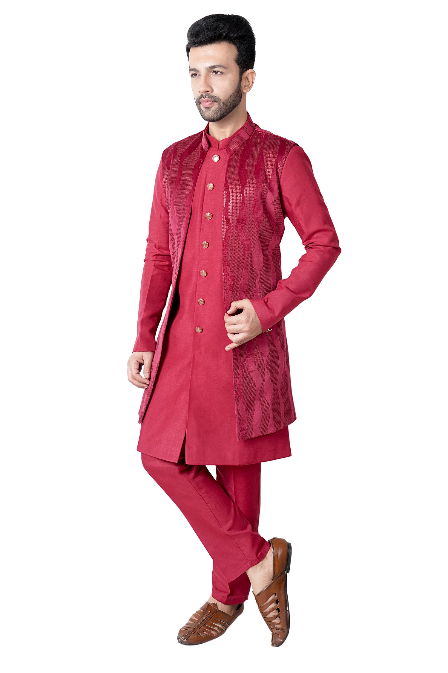 Mens Kurta Set With Jacket - Roop Darshan