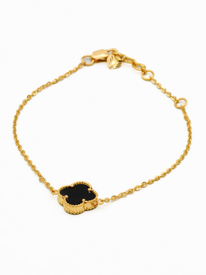 22ct Gold Black Flower Ladies Bracelet