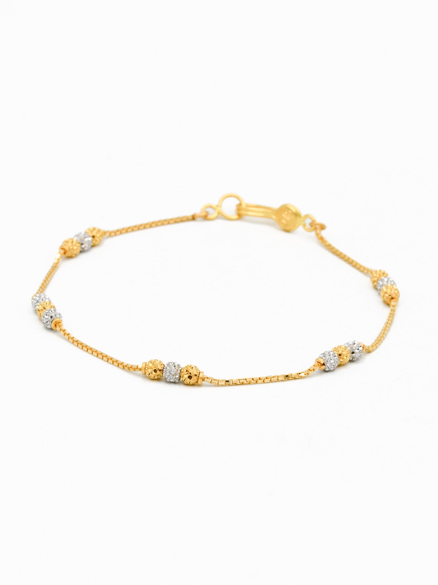 22ct Gold Two Tone Ball Ladies Bracelet