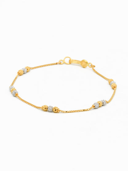 22ct Gold Two Tone Ball Ladies Bracelet