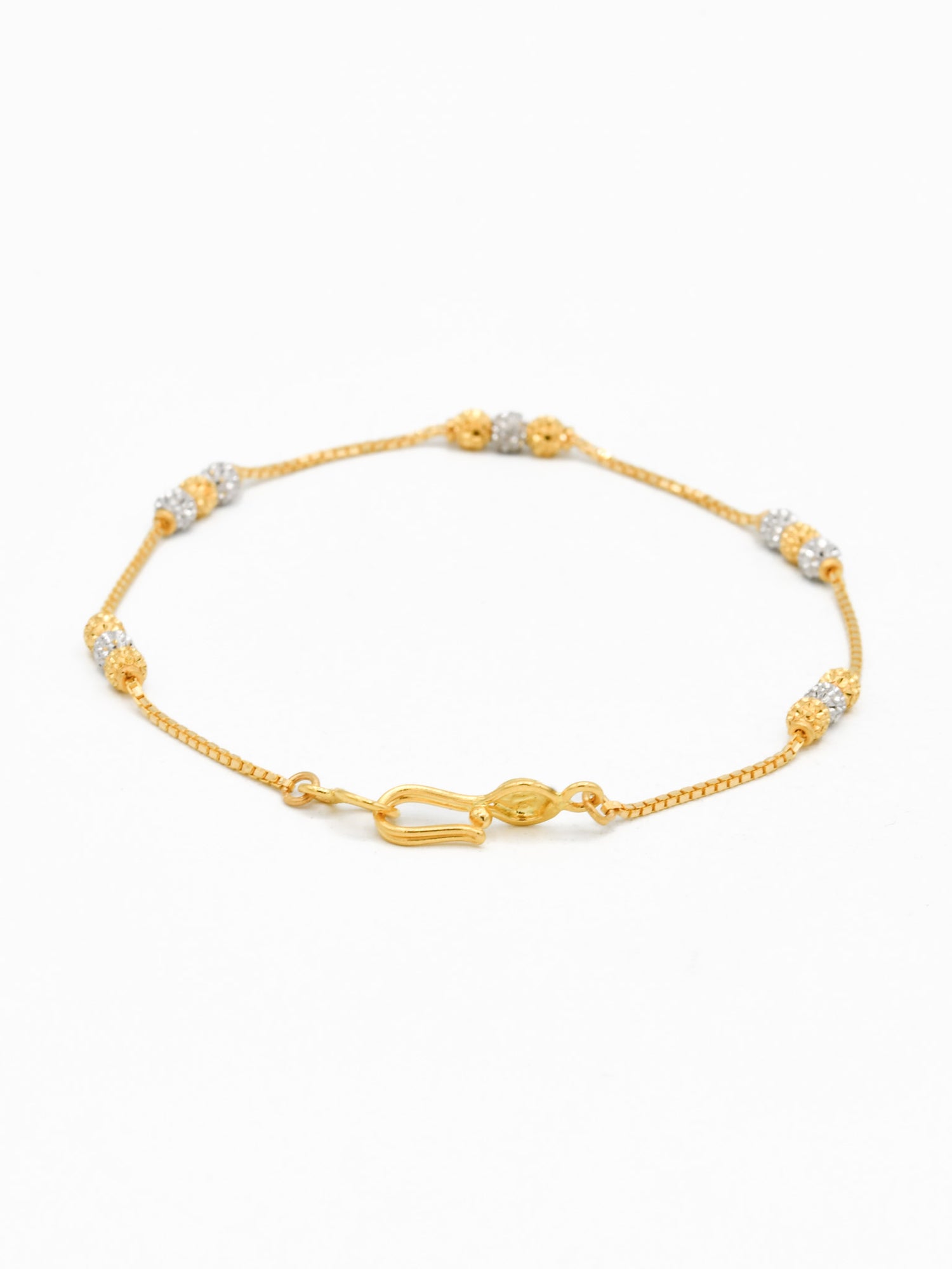 22ct Gold Two Tone Ball Ladies Bracelet