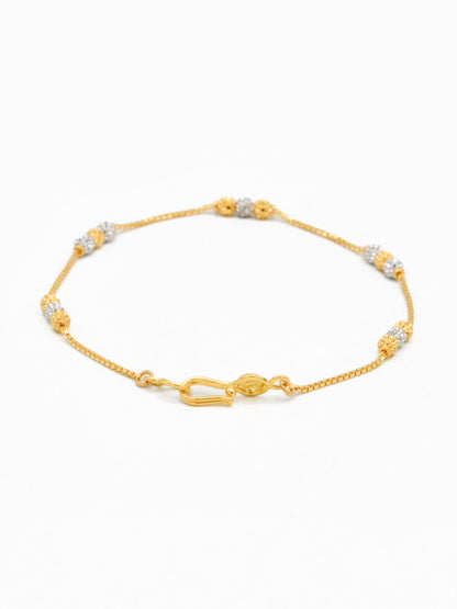 22ct Gold Two Tone Ball Ladies Bracelet