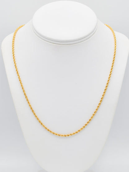 22ct Gold Hollow Rope Chain - Roop Darshan