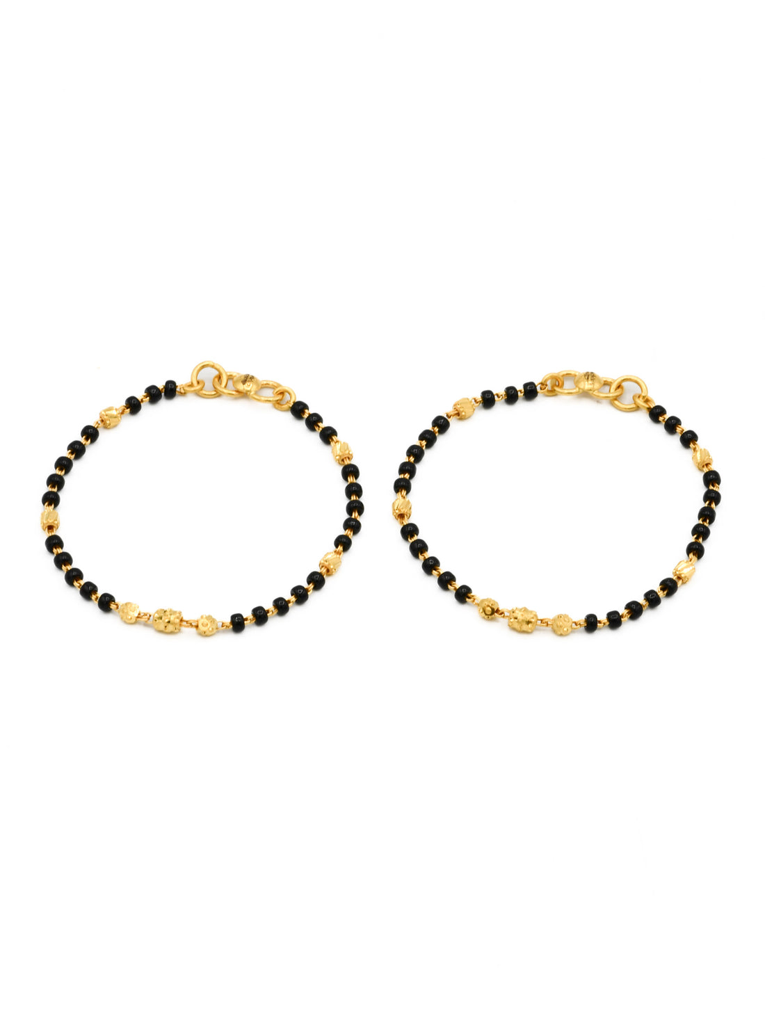 22ct Gold Ball Black Beads Pair Baby Bracelet