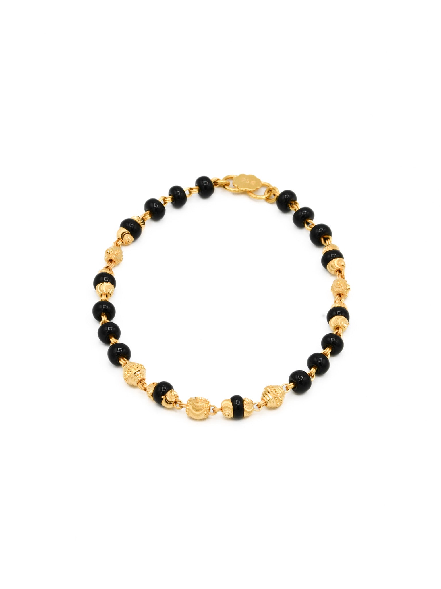 22ct Gold Ball Black Beads Pair Baby Bracelet