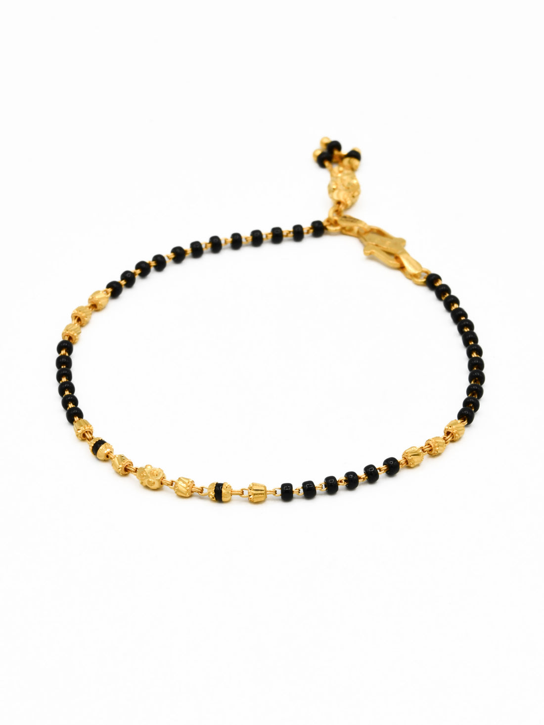 22ct Gold Ball Black Beads Ladies Bracelet