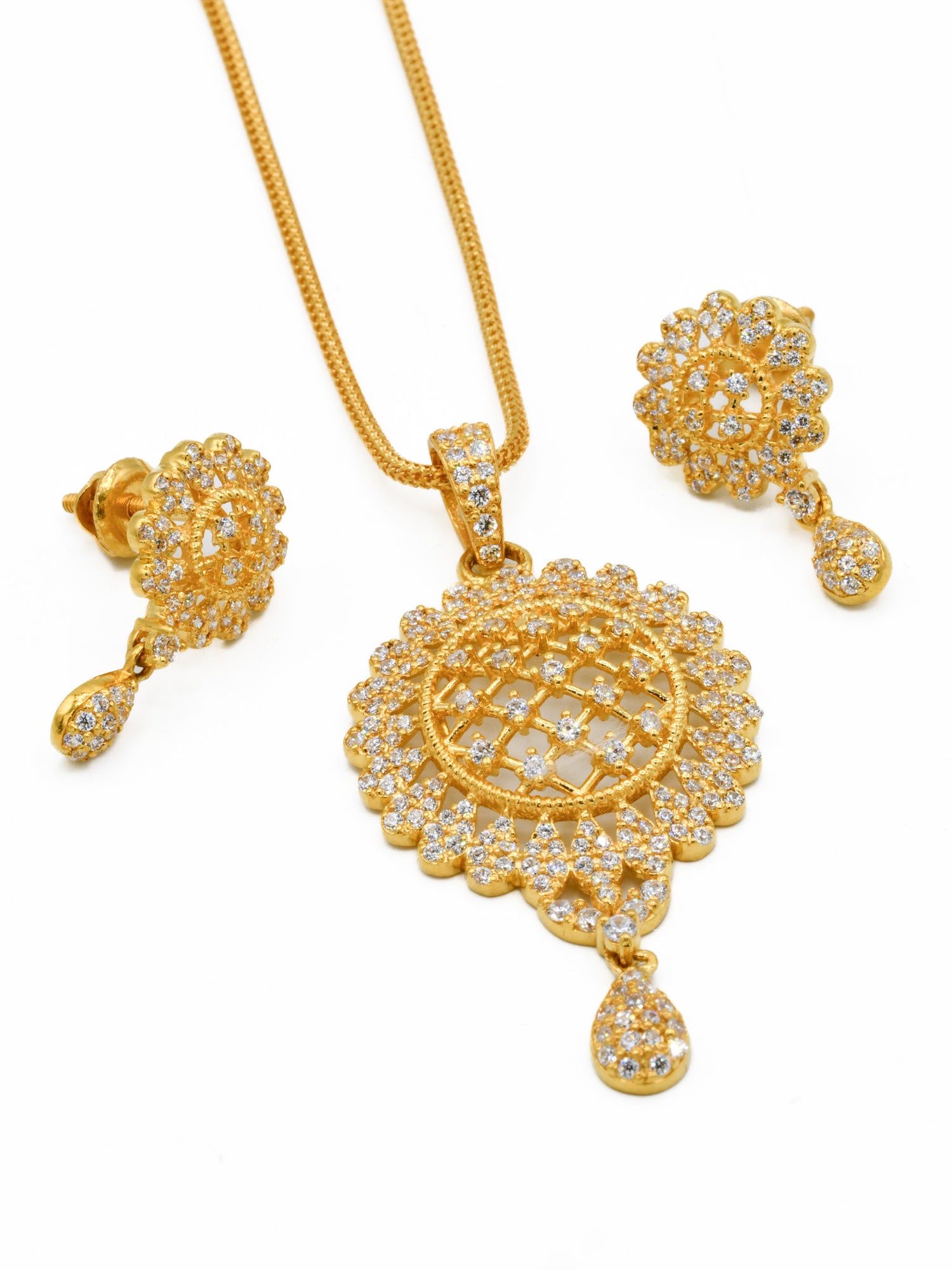 22ct Gold CZ Pendant Set