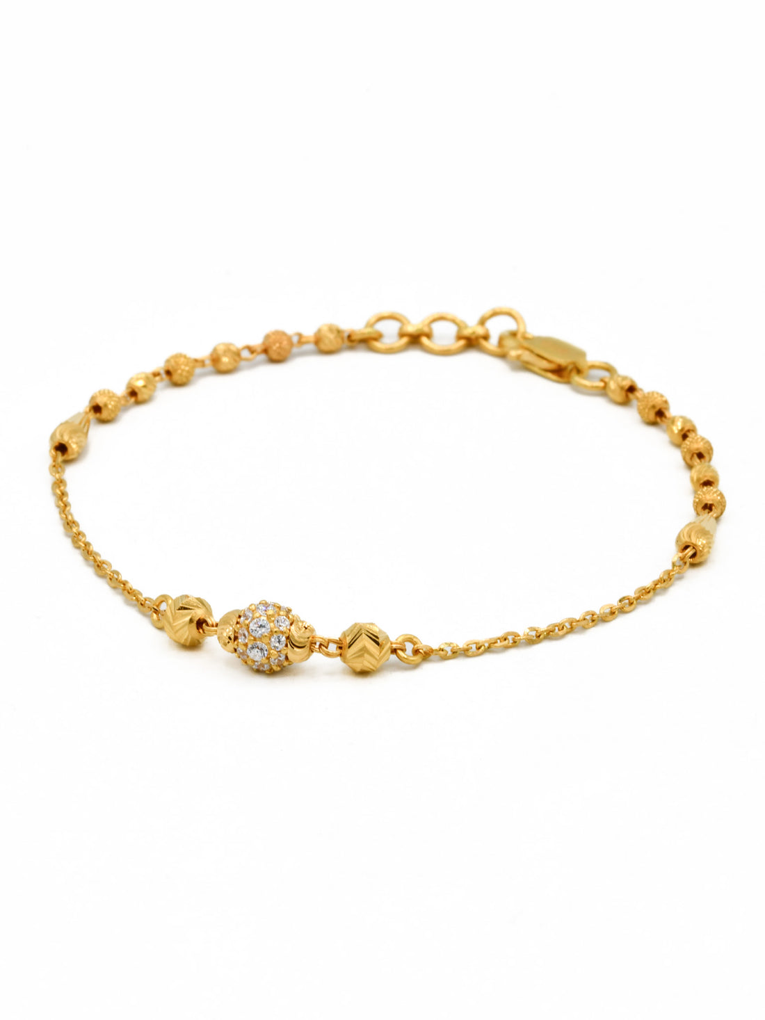 22ct Gold CZ Ball Ladies Bracelet