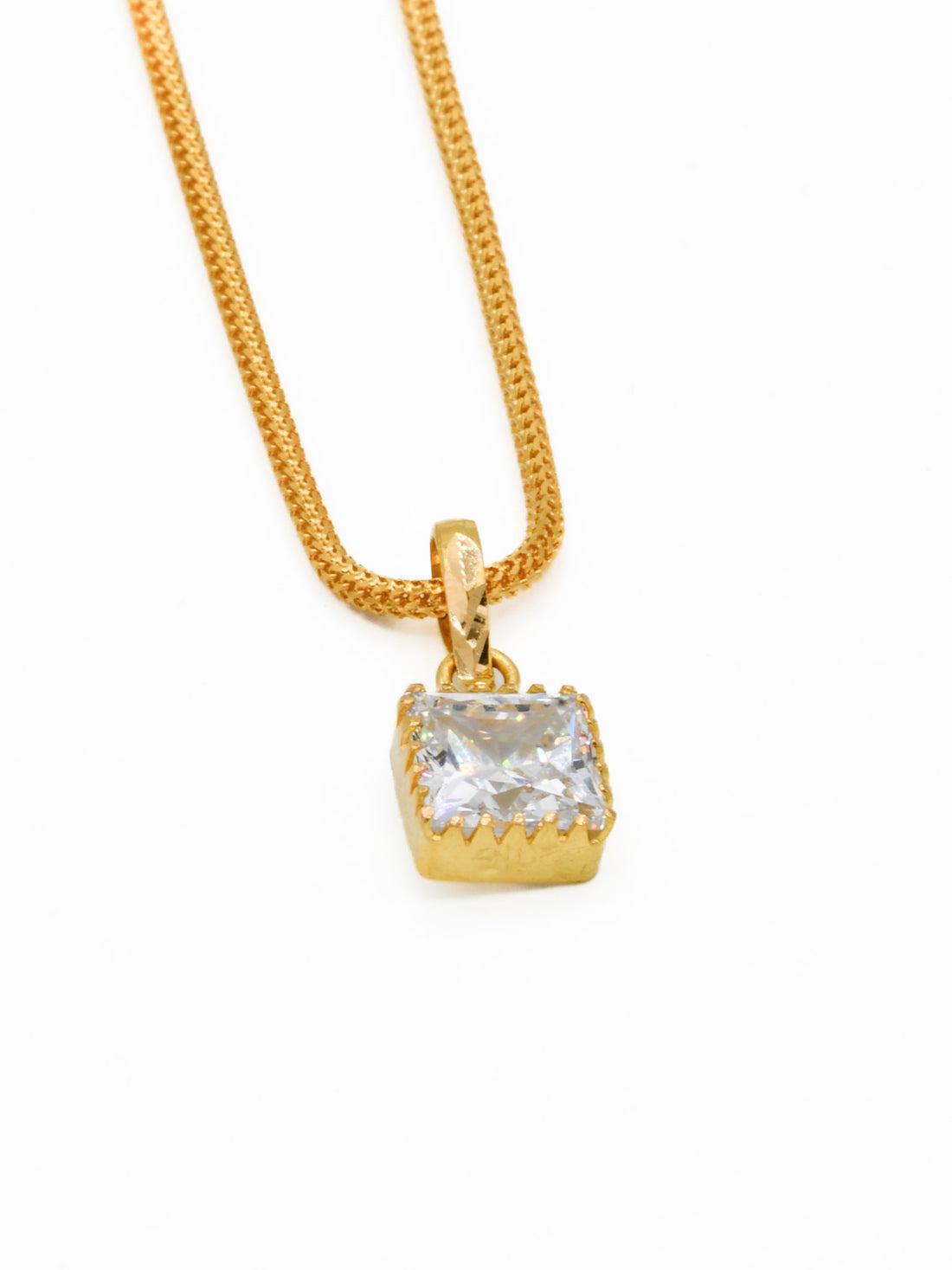 22ct Gold Square CZ Pendant Set