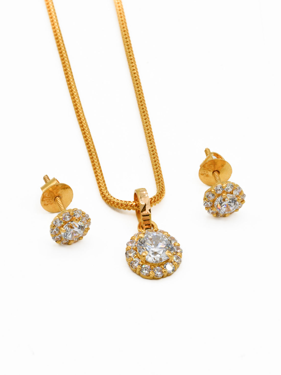 22ct Gold CZ Pendant Set