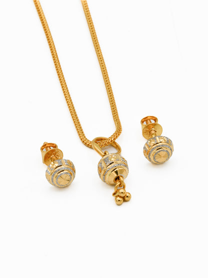 22ct Gold Two Tone Ball Pendant Set