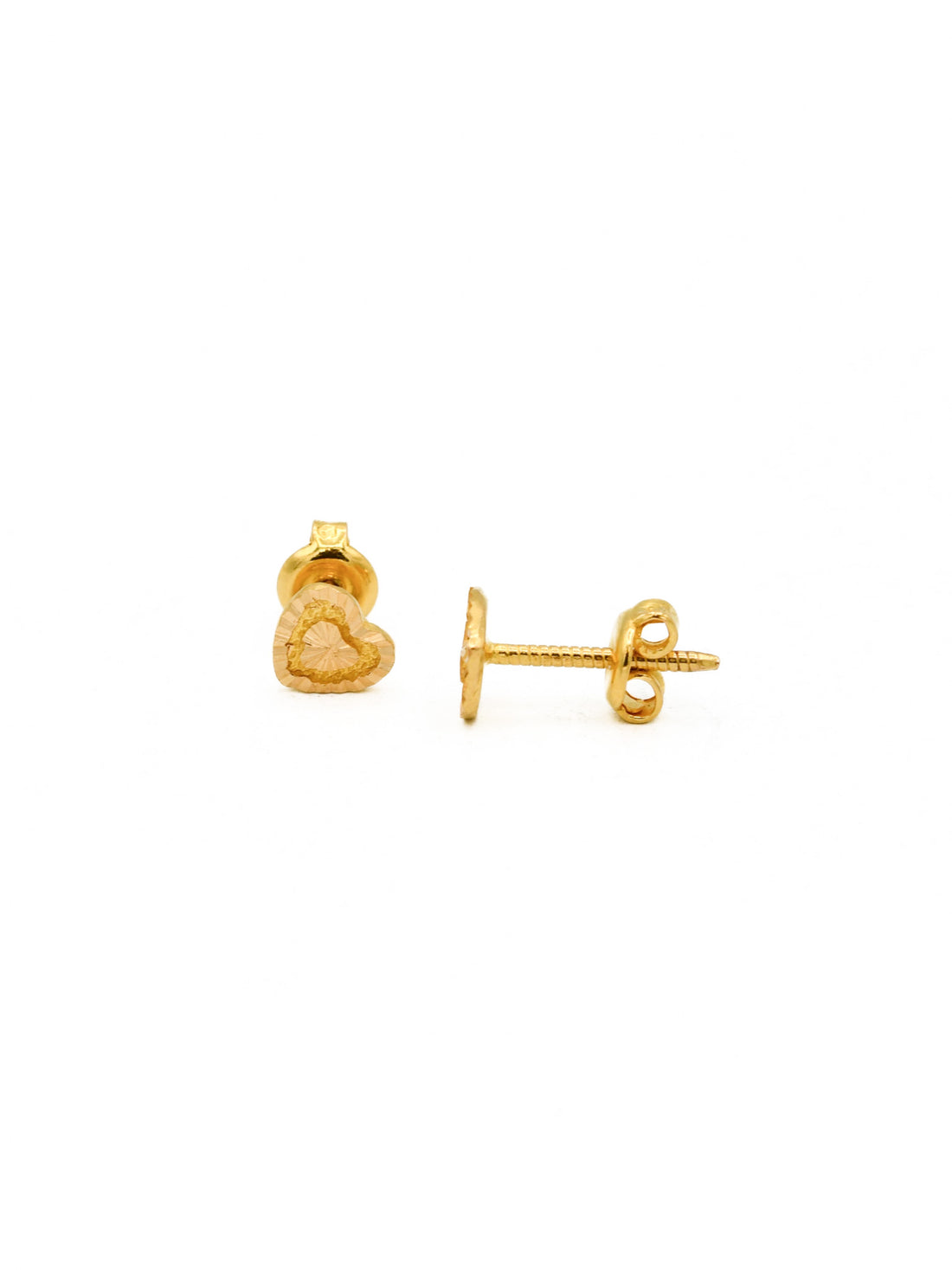 22ct Gold Heart Stud Earrings
