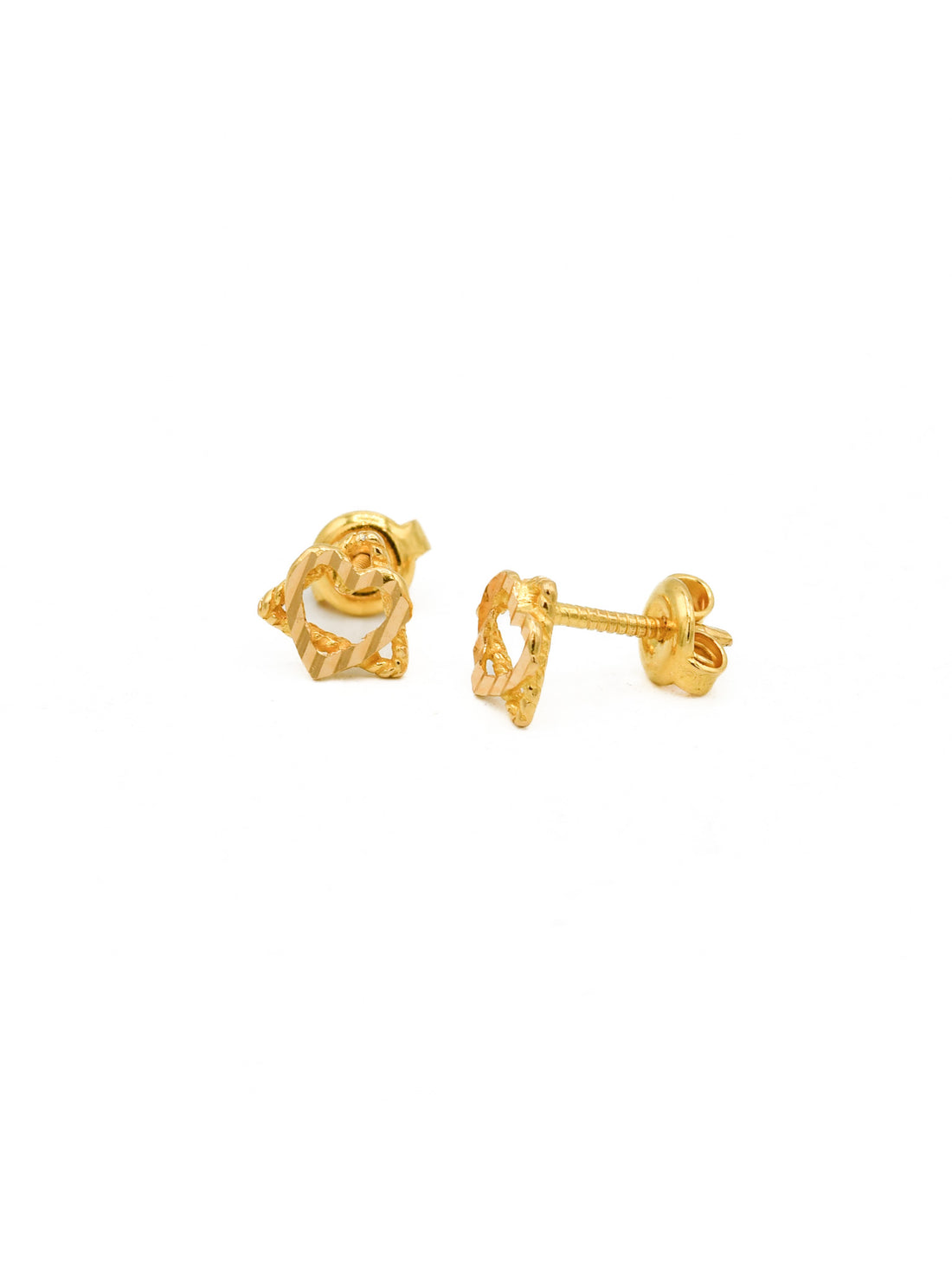 22ct Gold Heart Stud Earrings