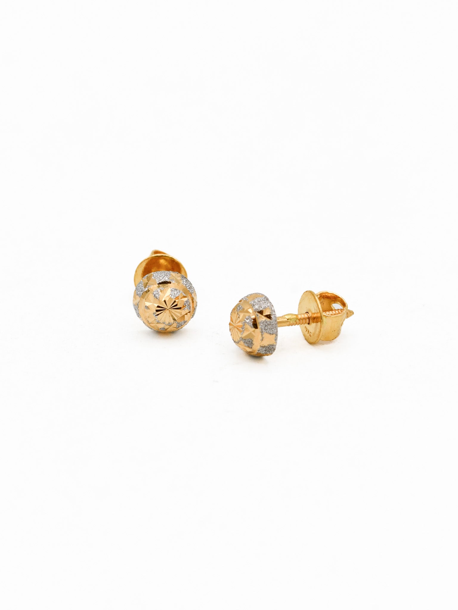 22ct Gold Two Tone Ball Stud Earrings