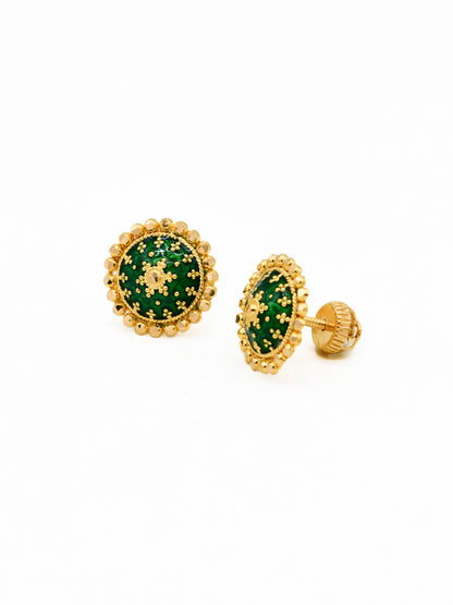 22ct Gold Minakari Stud Earrings