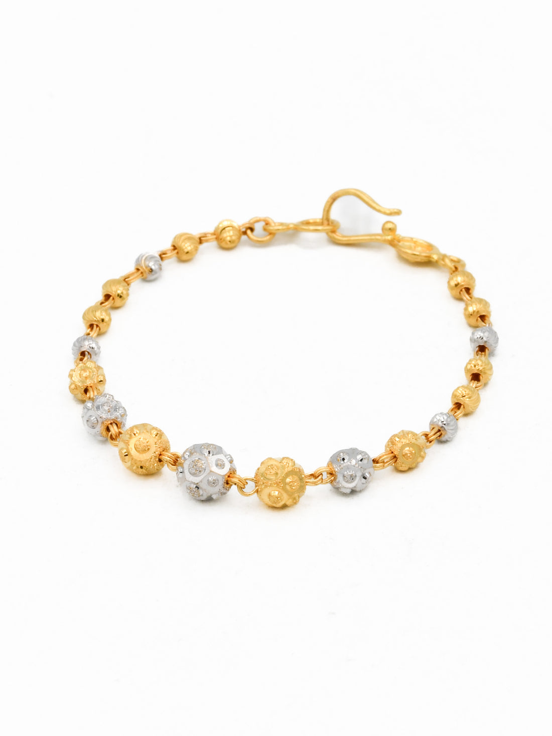 22ct Gold Two Tone Ball 1 Piece Baby Bracelet