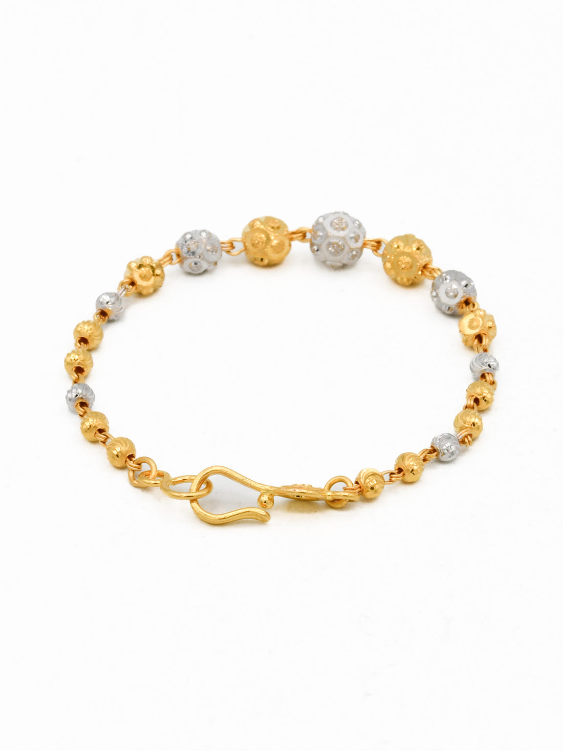 22ct Gold Two Tone Ball 1 Piece Baby Bracelet