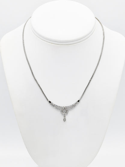 18ct White Gold CZ Necklace set