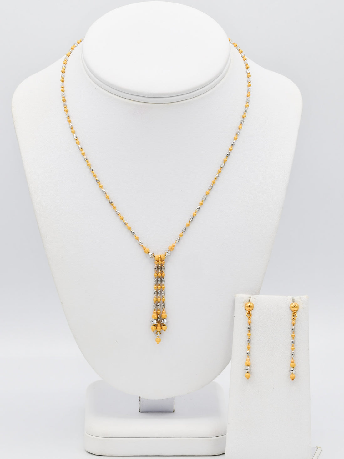 22ct Gold Two Tone Ball Necklace Set