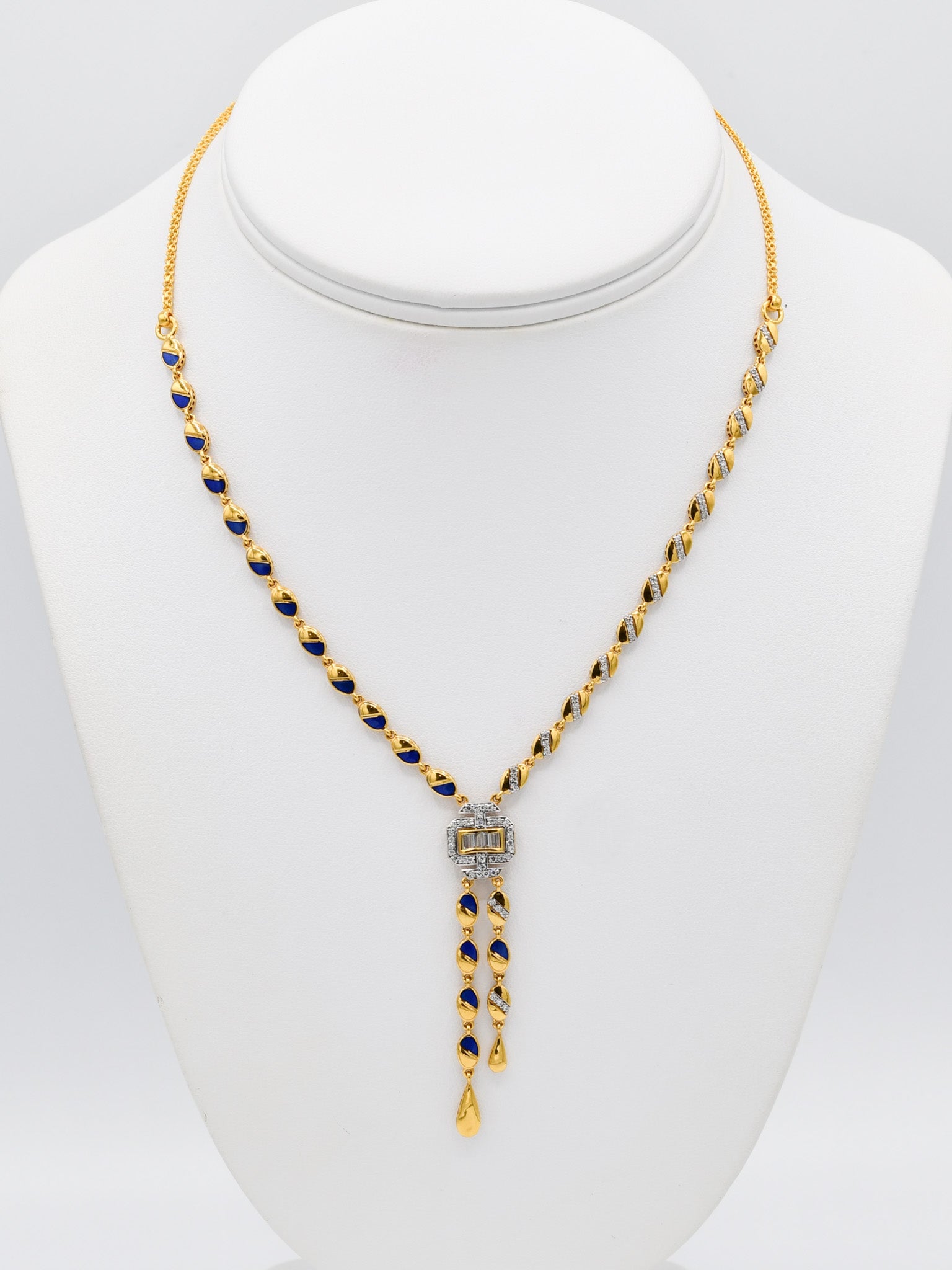 22ct Gold CZ Minakari Necklace Set