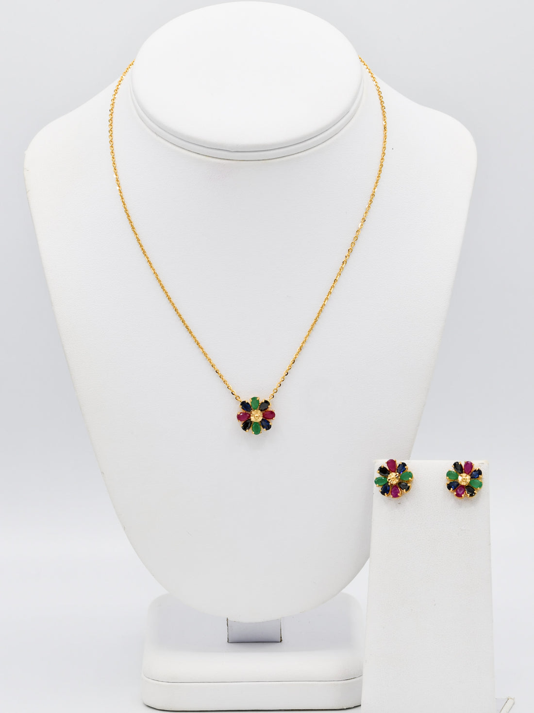 22ct Gold Multi Stone Necklace Set