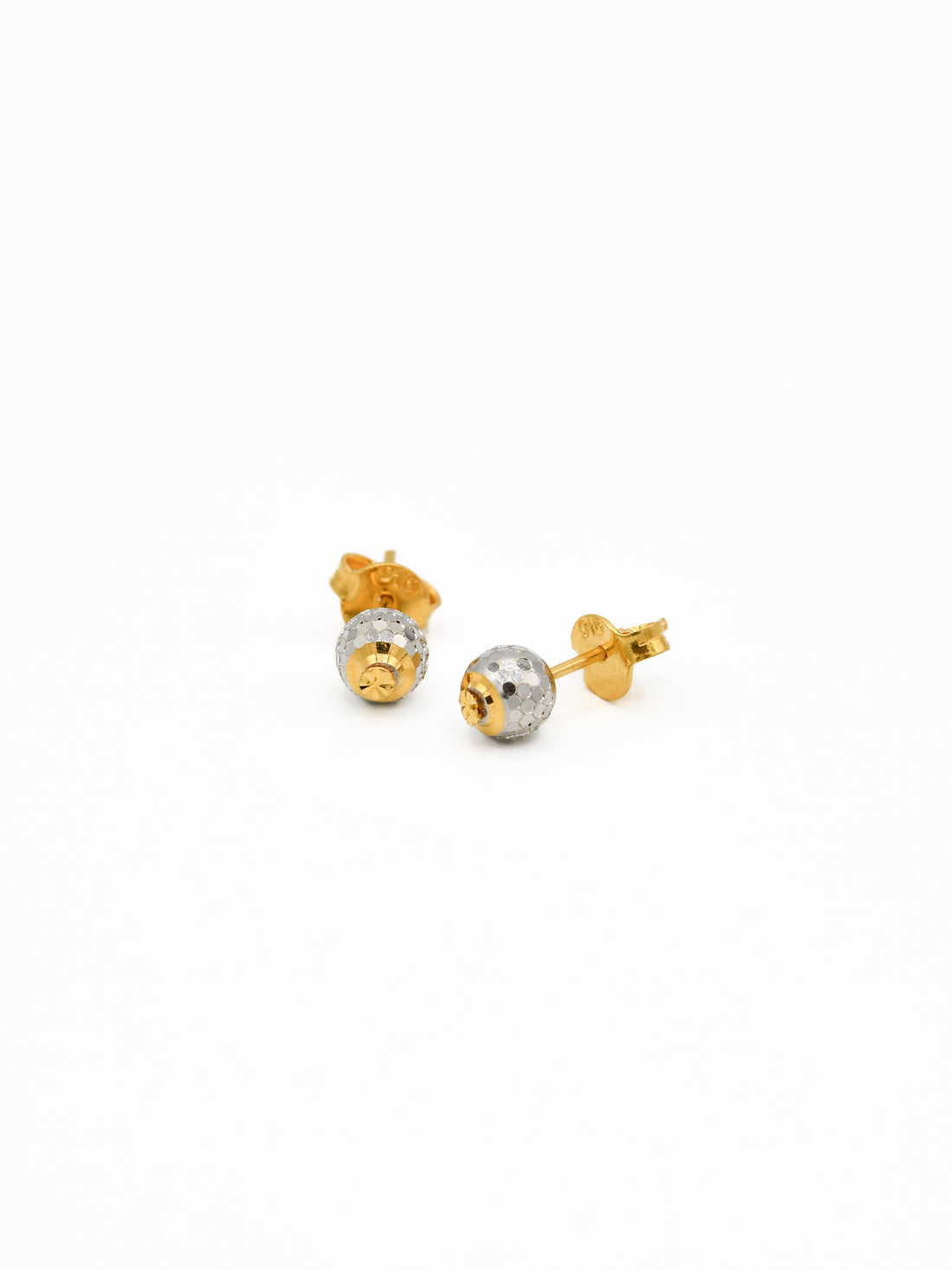 22ct Gold Two Tone Ball Stud Earrings