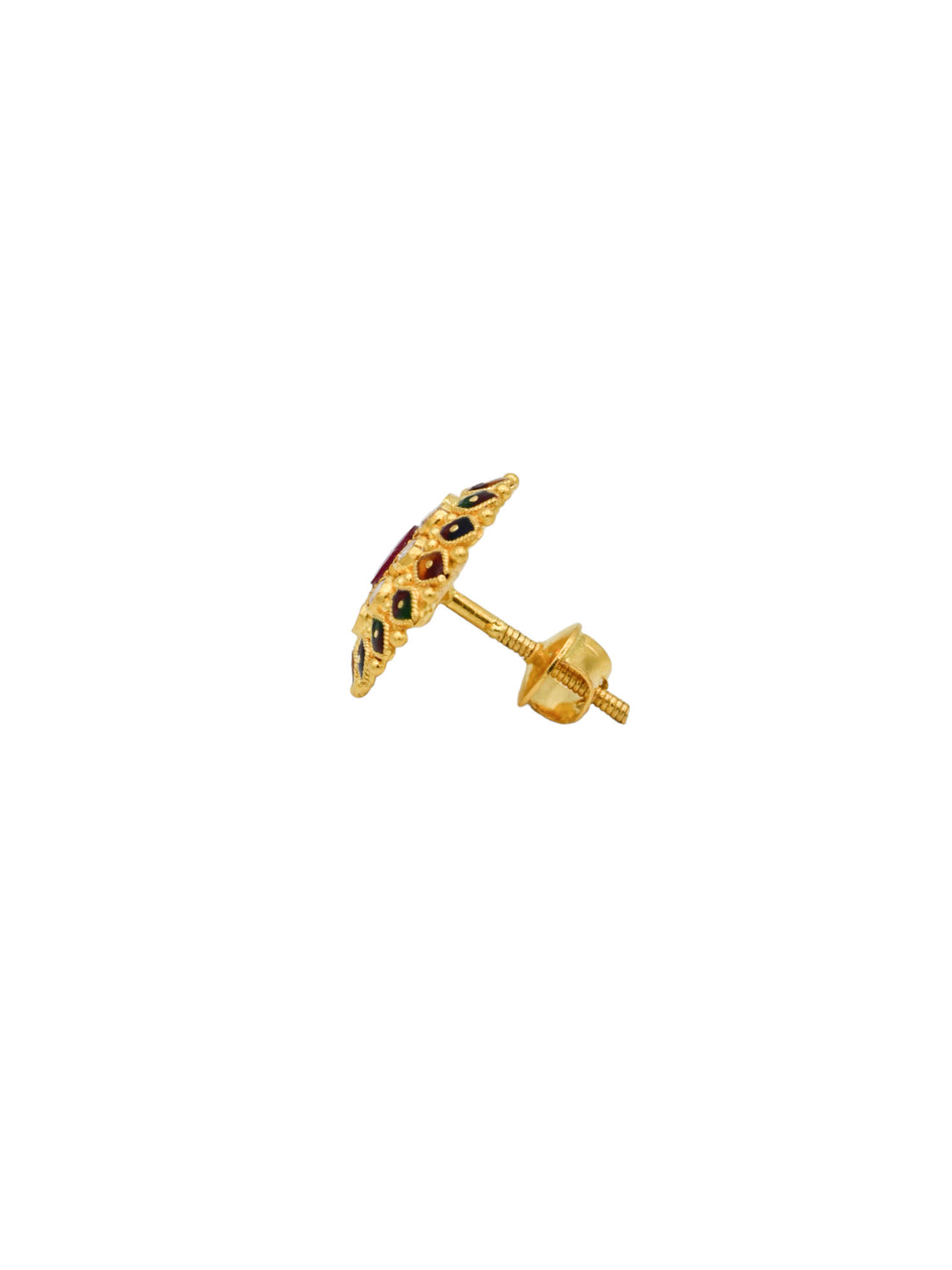 22ct Gold CZ Minakari Stud Earrings