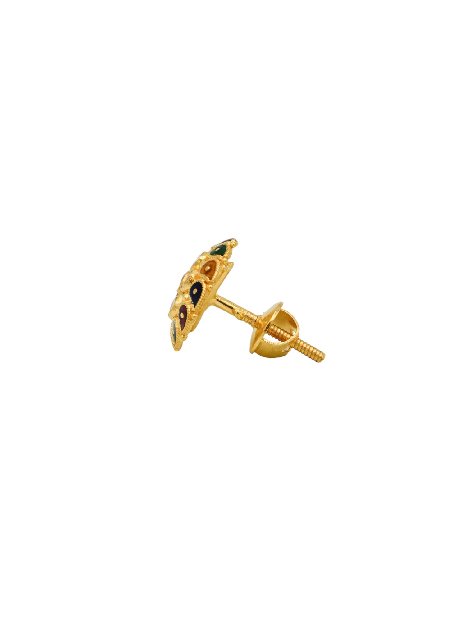 22ct Gold CZ Minakari Stud Earrings