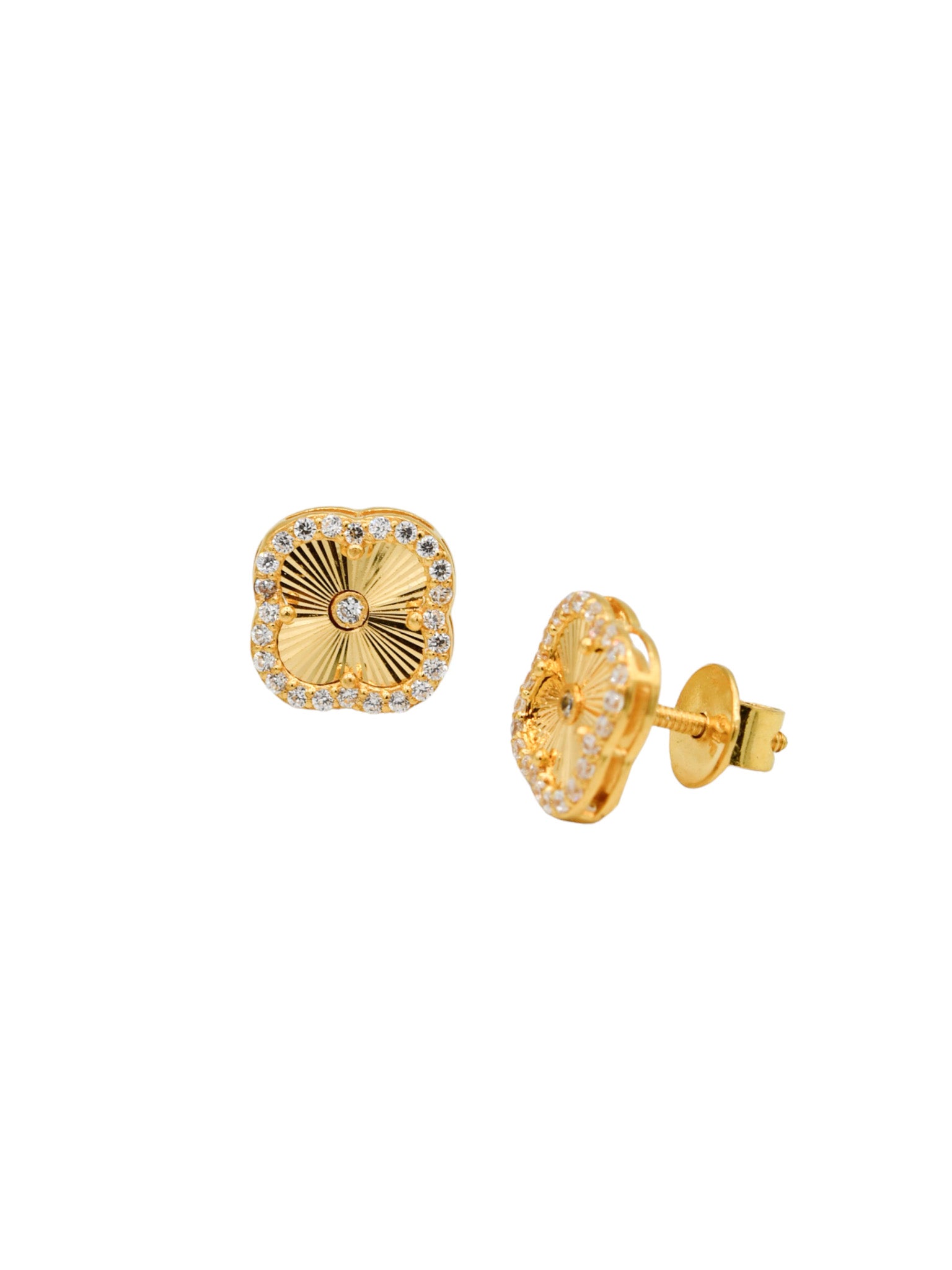 22ct Gold CZ Flower Stud Earrings