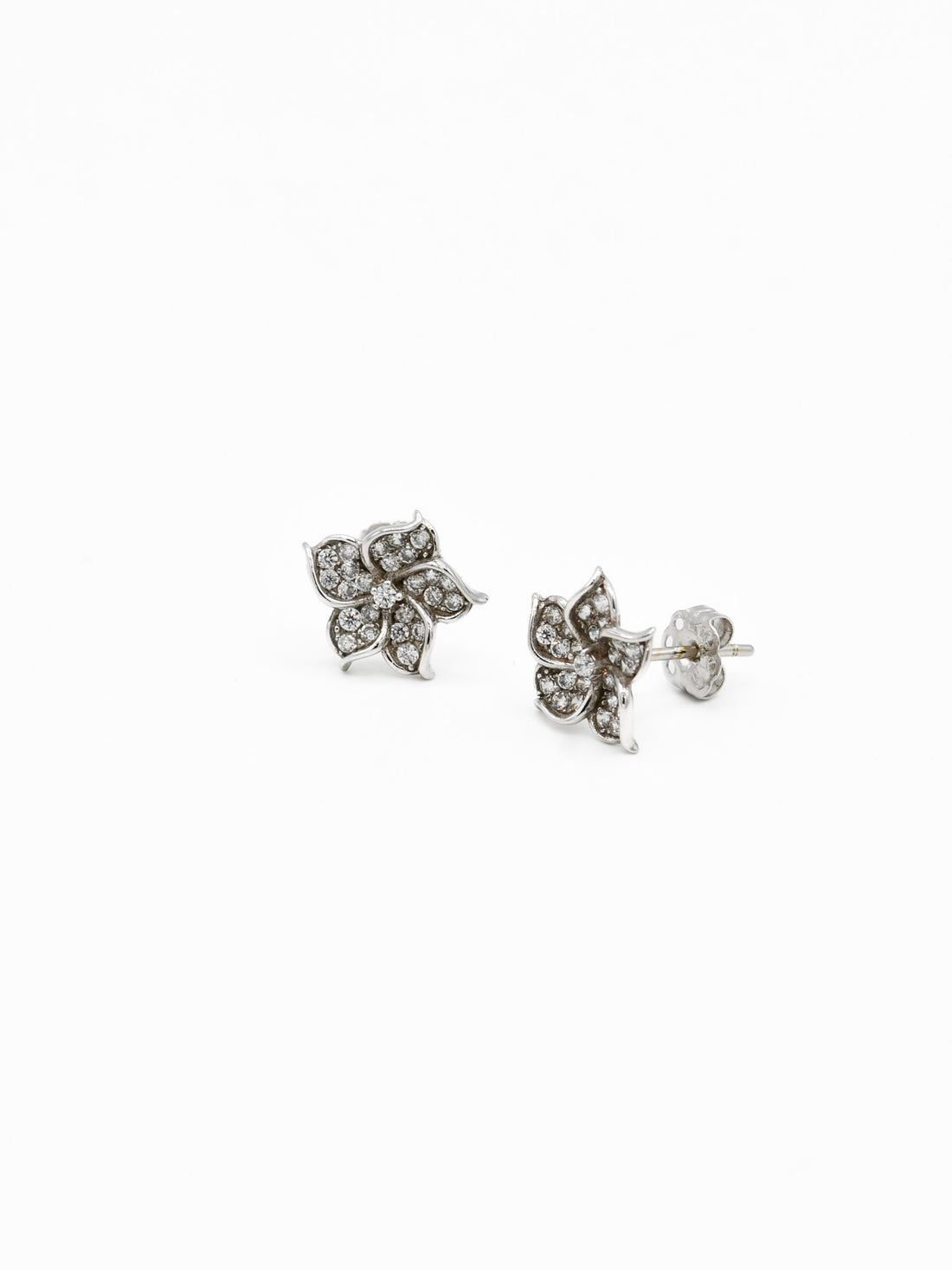 18ct Full Two Tone CZ Stud Earrings