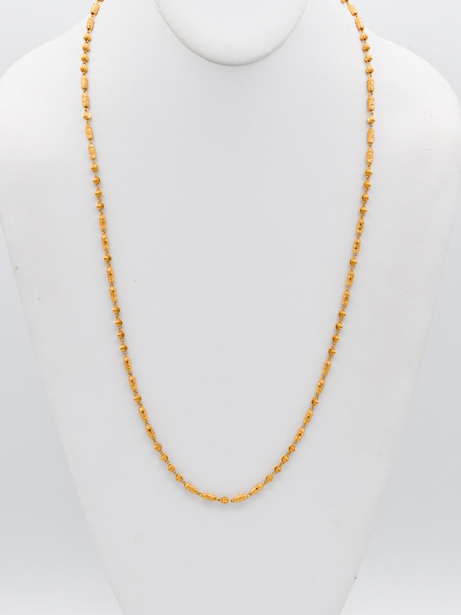 22ct Gold Ball Mala Long Fancy Chain