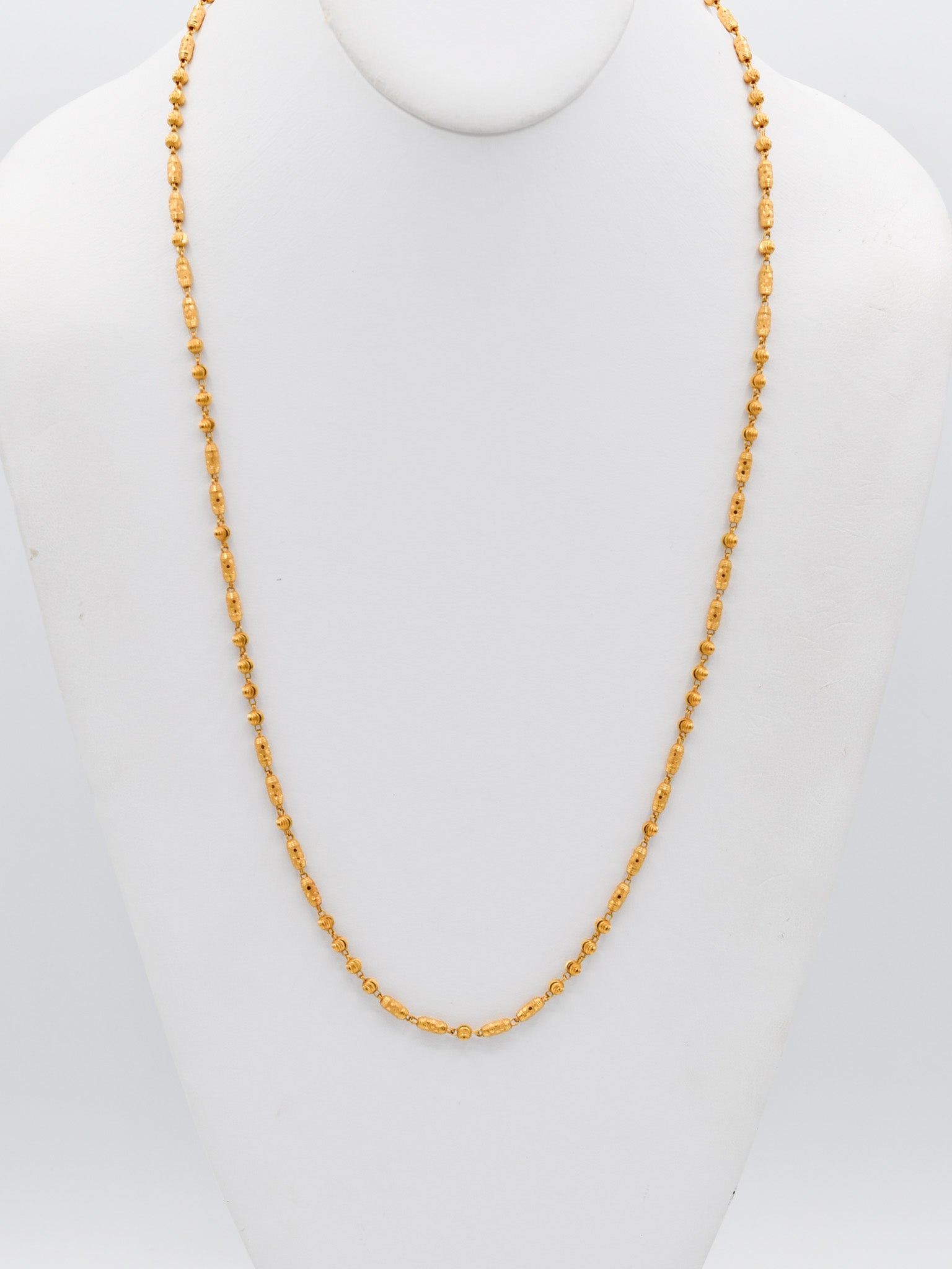 22ct Gold Ball Mala Long Fancy Chain