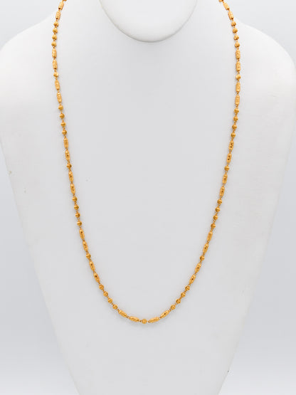 22ct Gold Ball Mala Long Fancy Chain