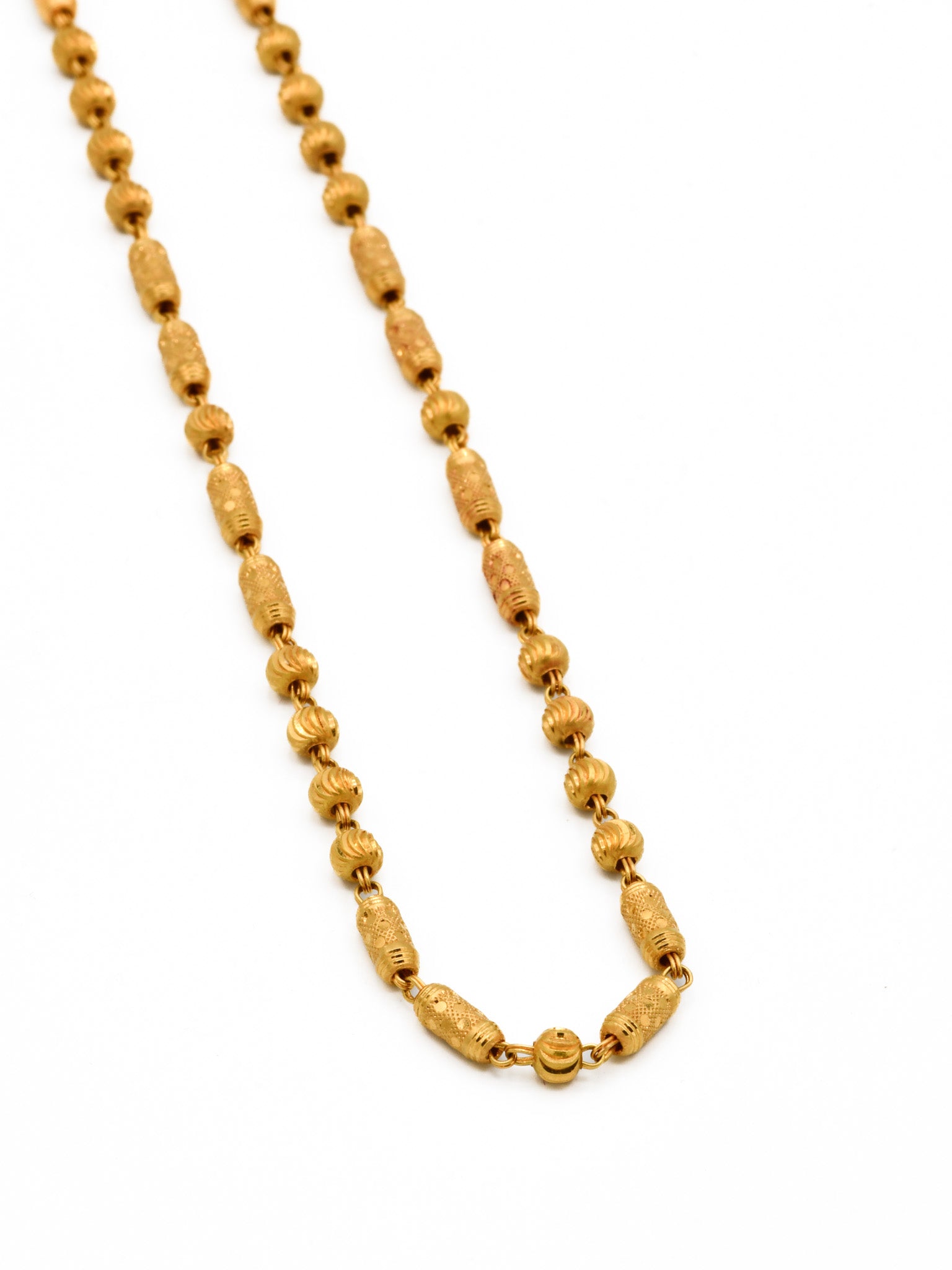 22ct Gold Ball Mala Long Fancy Chain