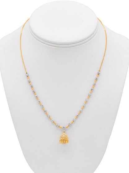 22ct Gold Two Tone Ball Jhumki Necklace Set