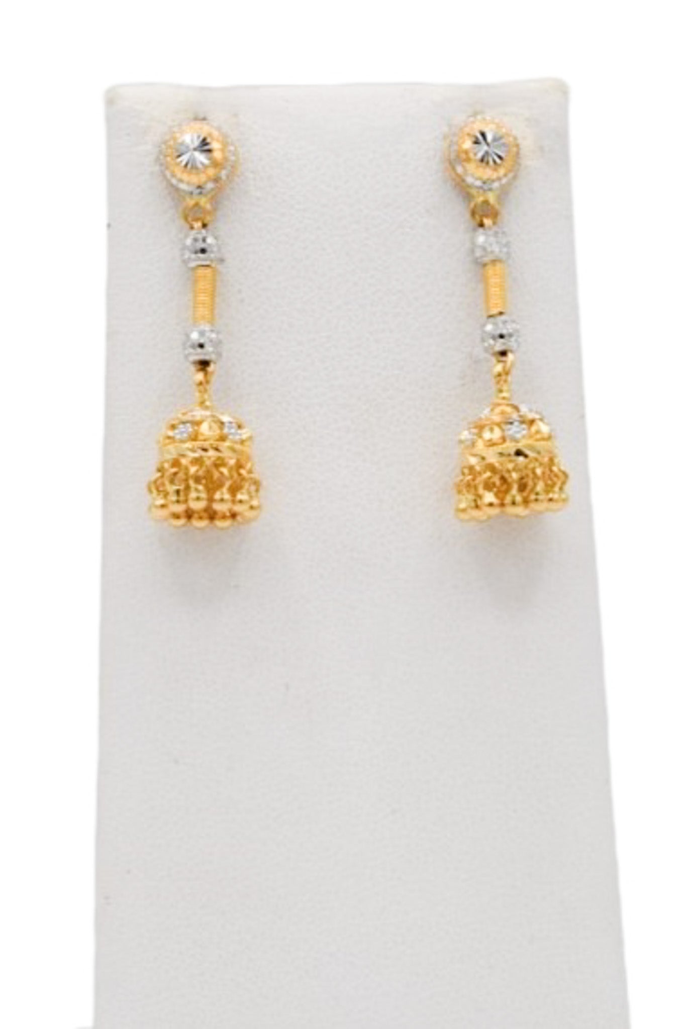 22ct Gold Two Tone Ball Jhumki Necklace Set