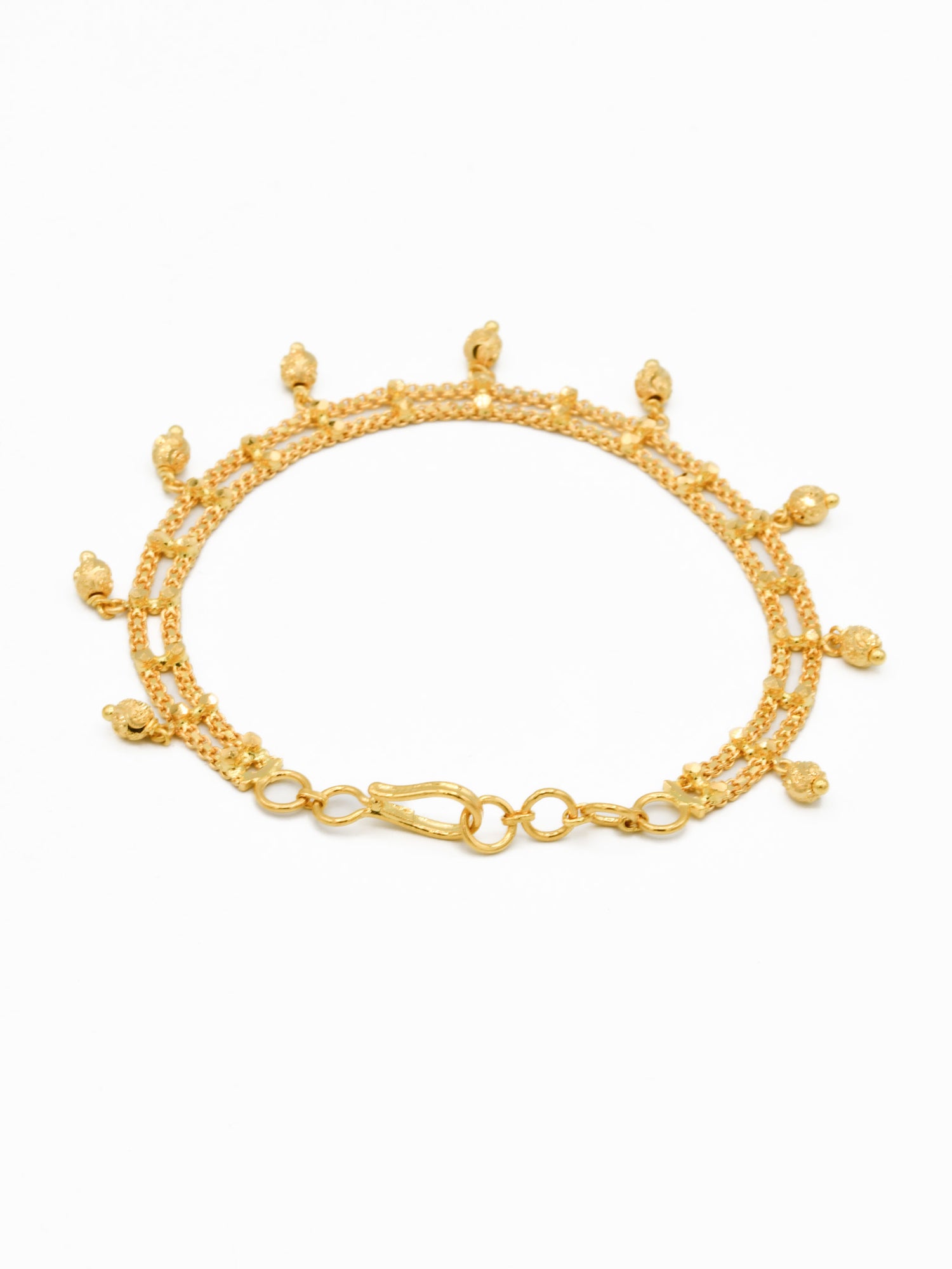 22ct Gold Ball 2 Row Ladies Bracelet