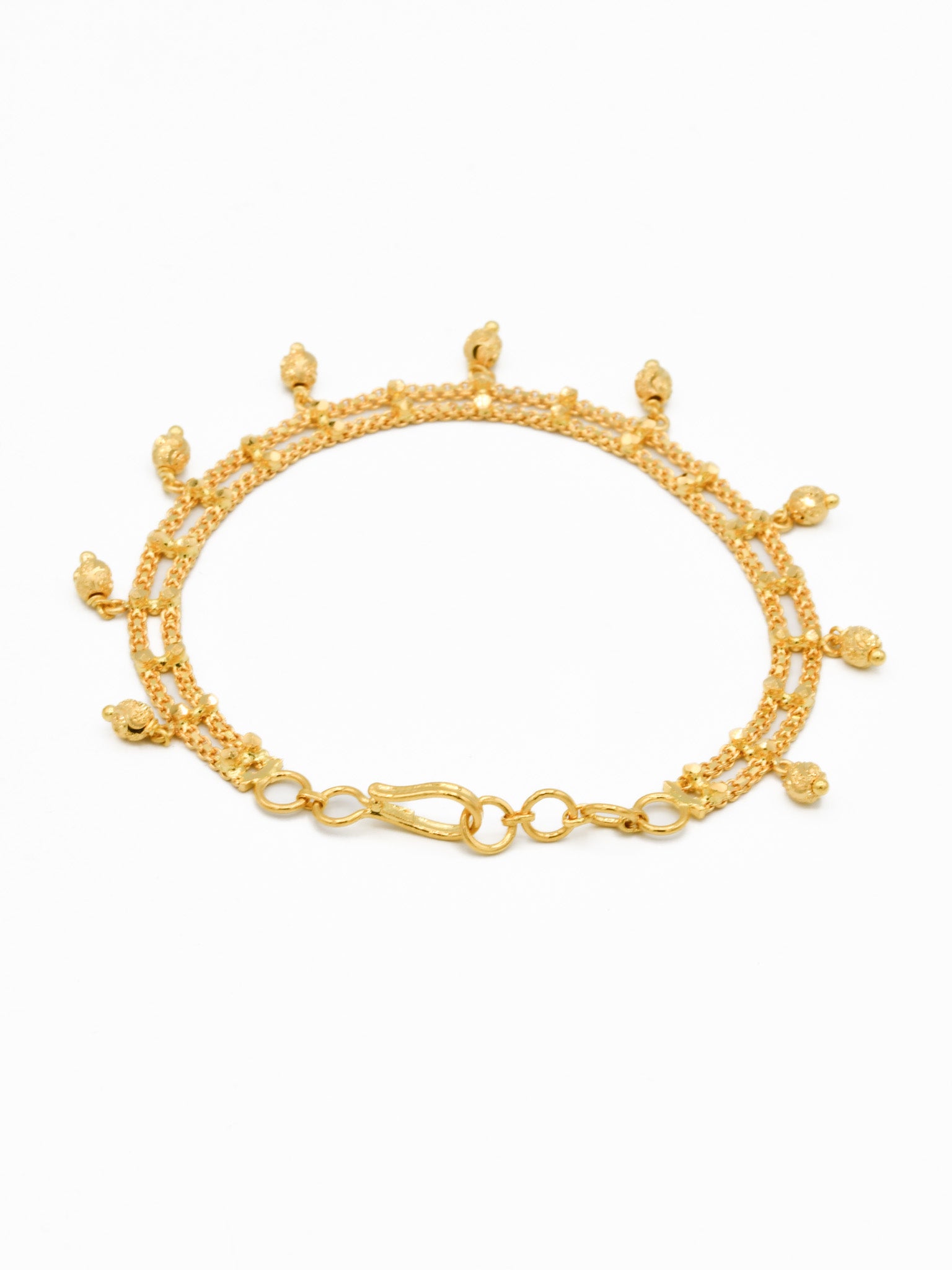 22ct Gold Ball 2 Row Ladies Bracelet