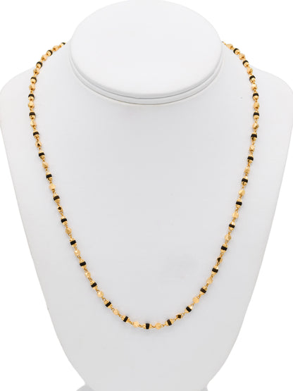 22ct Gold Black Tulsi Ball Mala Fancy Chain