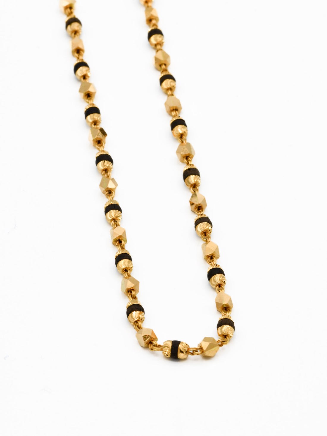 22ct Gold Black Tulsi Ball Mala Fancy Chain