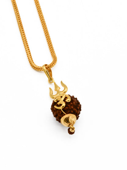 22ct Gold Om Rudraksh Pendant