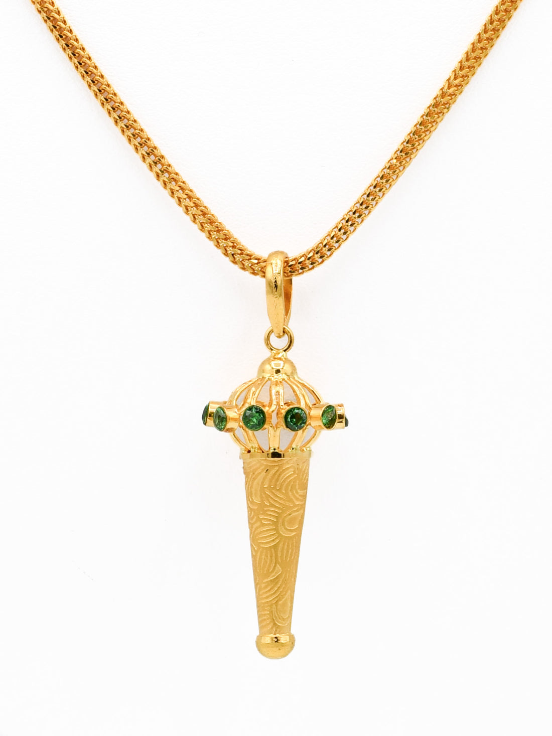 22ct Gold Green CZ Gada Pendant